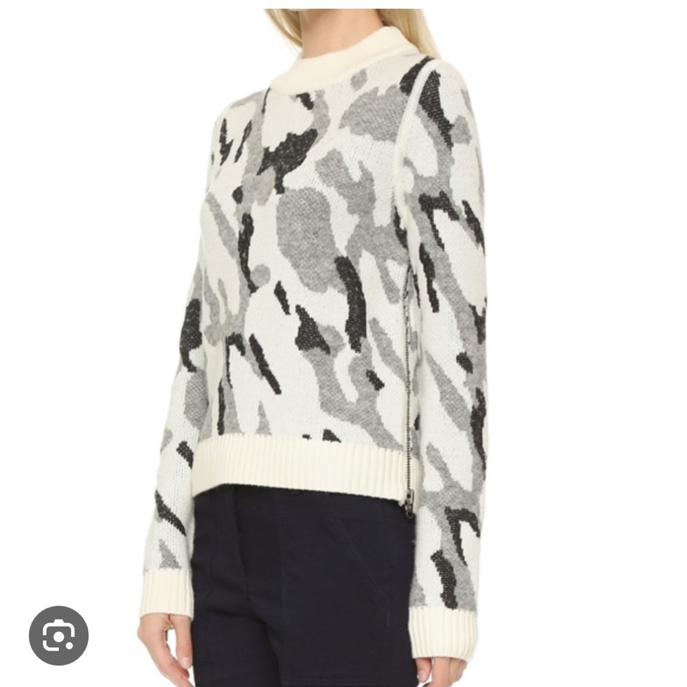 VERONICA BEARD • Hubbard Neutral Camo Wool Zipper Knit Sweater